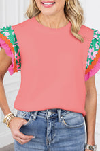 Load image into Gallery viewer, Contrast Ricrac Floral Sleeve Top