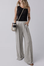 Load image into Gallery viewer, Grey Central Seam Wide Leg High Waist Knit Casual Pants