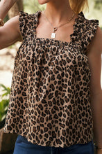 Load image into Gallery viewer, Leopard Print Frilled Square Neck Tank Top