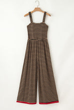 Load image into Gallery viewer, Stripe Square Neck Shirred Wide Leg Jumpsuit