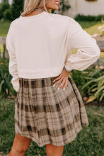 Load image into Gallery viewer, Plaid Patchwork High Waist Sweatshirt Mini Dress