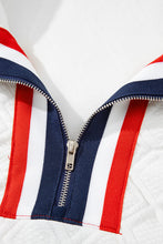 Load image into Gallery viewer, Textured Jacquard Colorblock Edge Puff Sleeve Quarter Zip Mini Dress