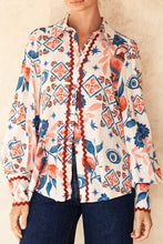 Load image into Gallery viewer, Western Printed Ric Rac Bishop Sleeve Button Up Shirt