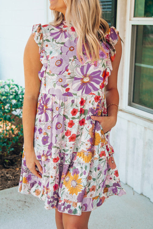 Lizzy Tank Dress in Bright Royal Floral