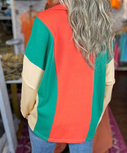 Load image into Gallery viewer, Color Block Patchwork Collared V Neck Loose Top