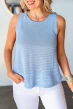Load image into Gallery viewer, Beau Blue Horizontal Ribbing Patchwork Swing Sweater Tank