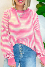 Load image into Gallery viewer, Stripe Loose Drop Shoulder Long Sleeve Top