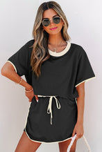 Load image into Gallery viewer, Colorblock Edge Drop Shoulder T Shirt and Skort 2Pcs Set