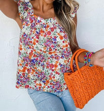 Load image into Gallery viewer, Floral Square Neck Flutter Tank Top