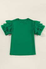 Load image into Gallery viewer, Tulle Ruffle Sleeve Top