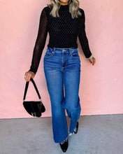 Load image into Gallery viewer, Rhinestone Embellished Mesh Long Sleeve Top