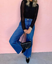 Load image into Gallery viewer, Rhinestone Embellished Mesh Long Sleeve Top