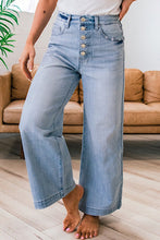 Load image into Gallery viewer, Button up Pinstripe Wide Leg Jeans