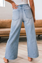 Load image into Gallery viewer, Button up Pinstripe Wide Leg Jeans