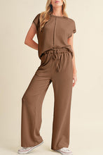 Load image into Gallery viewer, Corded Short Sleeve Top and Casual Pants Set