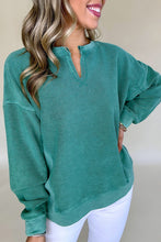 Load image into Gallery viewer, Notched Neck Drop Shoulder Sweatshirt