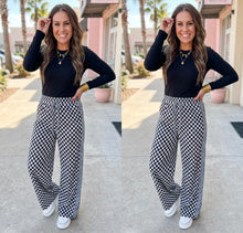 Load image into Gallery viewer, Checkerboard Drawstring Waist Casual Pants