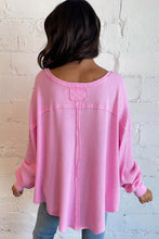 Load image into Gallery viewer, Bonbon Waffle Knit Exposed Seam High Low Top