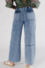 Load image into Gallery viewer, Acid Wash Exposed Seam Drawstring High Waist Jeans