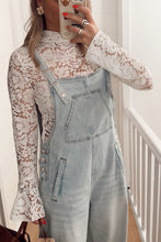 Load image into Gallery viewer, Lace Bell Sleeve Mock Neck Blouse