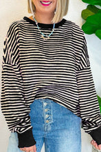 Load image into Gallery viewer, Stripe Loose Drop Shoulder Long Sleeve Top