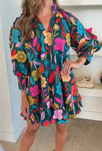 Load image into Gallery viewer, Floral Print Puff Sleeve Ruffled Mini Dress