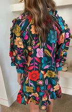 Load image into Gallery viewer, Floral Print Puff Sleeve Ruffled Mini Dress