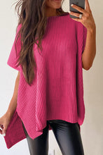 Load image into Gallery viewer, Short Sleeve Side Slit Oversized Sweater