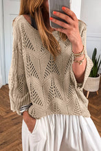 Load image into Gallery viewer, Hollow Out Knit 7/8 Sleeve Casual Sweater