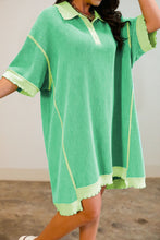Load image into Gallery viewer, Oversize Twist Ribbed Polo T Shirt Dress