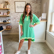 Load image into Gallery viewer, Oversize Twist Ribbed Polo T Shirt Dress