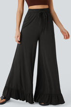 Load image into Gallery viewer, Ruffled Wide Leg Pull On High Waist Pants with Pockets