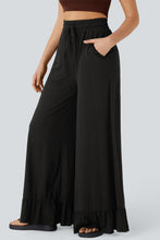 Load image into Gallery viewer, Ruffled Wide Leg Pull On High Waist Pants with Pockets