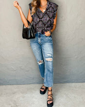 Load image into Gallery viewer, Vintage Floral Ruffle Sleeve V Neck Blouse