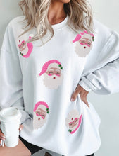 Load image into Gallery viewer, Ribbed Sequin Santa Claus Graphic Christmas Sweatshirt