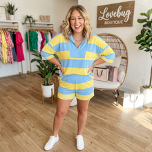 Load image into Gallery viewer, Half Zip Tee Casual Shorts 2pcs Set
