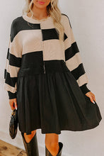 Load image into Gallery viewer, Stripe Two in One Knitted Top High Waist Splicing Hem Sweater Dress