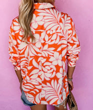 Load image into Gallery viewer, Orange Botanical Pocket Button Up Shirt