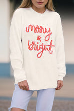 Load image into Gallery viewer, Striped Merry Bright Letter Christmas Sweater