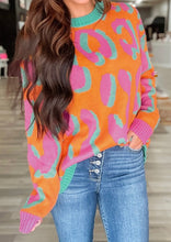Load image into Gallery viewer, Leopard Colorblock Ribbed Edge Sweater