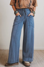 Load image into Gallery viewer, Mineral Wash Drawstring Retro High Waist Wide Leg Pants