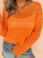Load image into Gallery viewer, Open Crochet Scallop Edge Sweater