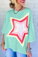 Load image into Gallery viewer, Star Patched Half Sleeve Oversized Tee