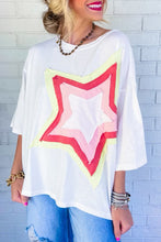 Load image into Gallery viewer, Star Patched Half Sleeve Oversized Tee