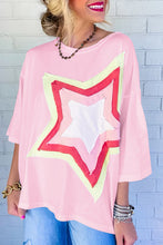 Load image into Gallery viewer, Star Patched Half Sleeve Oversized Tee