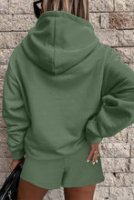 Load image into Gallery viewer, Drawstring Hooded Pullover and Casual Short Set