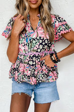 Load image into Gallery viewer, Ricrac Floral Tiered Short Sleeve Blouse