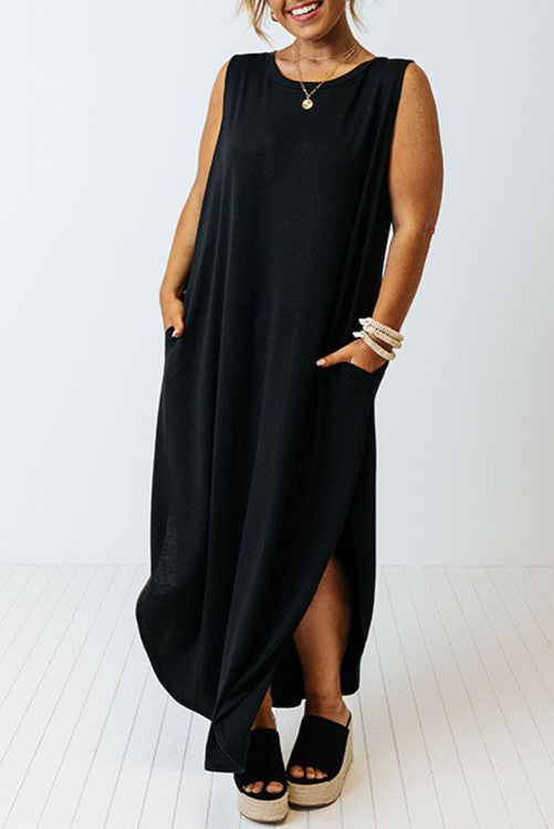 Plus Size Wide Sleeveless Shoulder Straps Maxi Dress  Lovebug Boutique