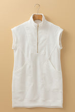 Load image into Gallery viewer, Textured Half Zip Collared Cap Sleeve Mini Dress
