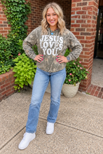 Load image into Gallery viewer, Retro Camouflage Jesus Loves You Print Relaxed Hoodie
